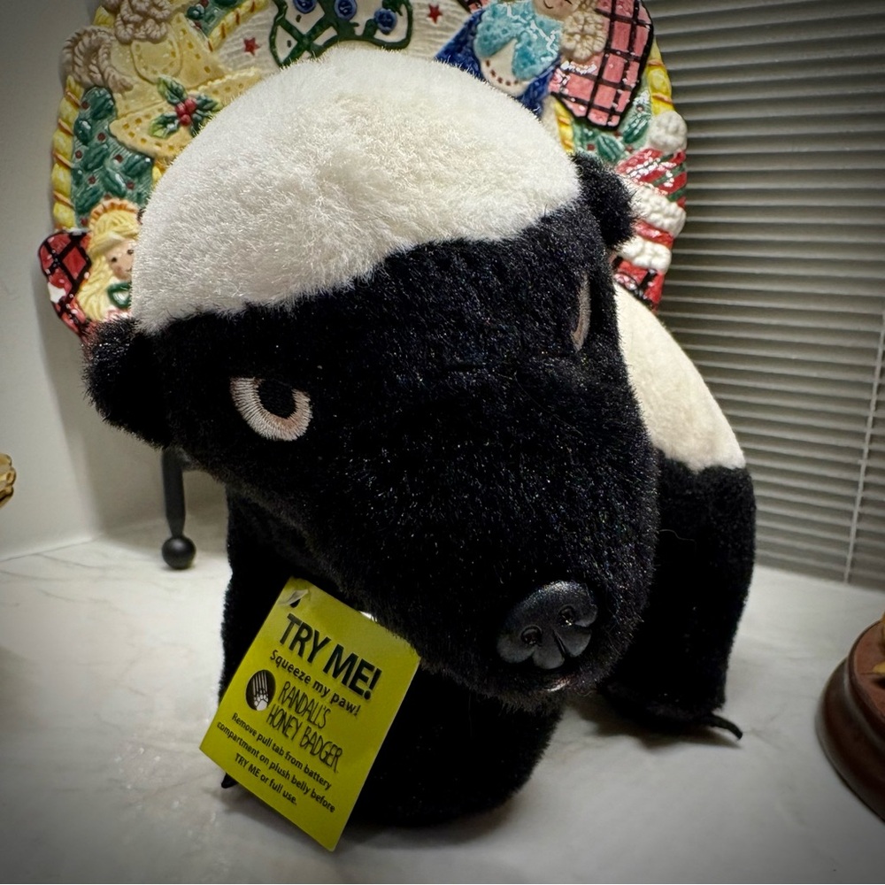 Talking Black and White Plush Honey Badger for Adults